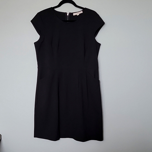 Loft size 14 black twill Officecore Witchy sheath dress - Picture 1 of 8